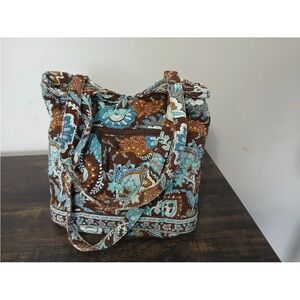 Vera Bradley Brown and Blue Paisley Tote